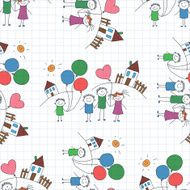 Vector seamless pattern Kids school and education N204
