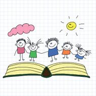 Vector seamless pattern Kids school and education N205