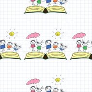 Vector seamless pattern Kids school and education N206