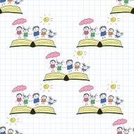 Vector seamless pattern Kids school and education N207