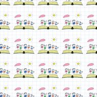 Vector seamless pattern Kids school and education N208