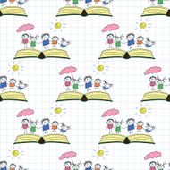 Vector seamless pattern Kids school and education N210