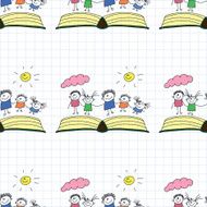 Vector seamless pattern Kids school and education N211
