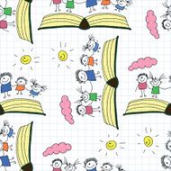 Vector seamless pattern Kids school and education N213