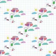 Vector seamless pattern Kids school and education N215