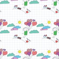 Vector seamless pattern Kids school and education N217