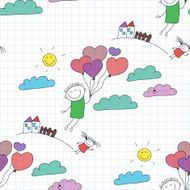Vector seamless pattern Kids school and education N218