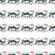 Vector seamless pattern Kids school and education N221