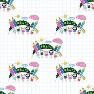 Vector seamless pattern Kids school and education N222