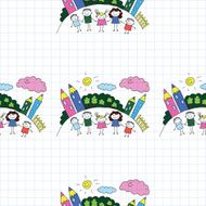 Vector seamless pattern Kids school and education N223