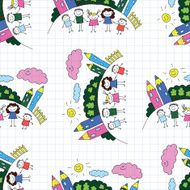 Vector seamless pattern Kids school and education N224