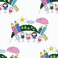 Vector seamless pattern Kids school and education N225