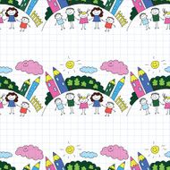 Vector seamless pattern Kids school and education N226