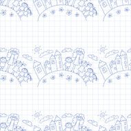 Vector seamless pattern Kids school and education N228