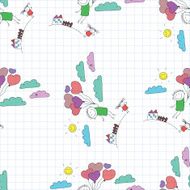 Vector seamless pattern Kids school and education N230