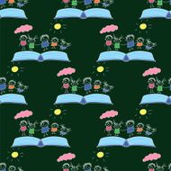 Vector seamless pattern Kids school and education N231