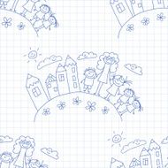 Vector seamless pattern Kids school and education N233