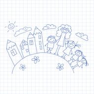 Vector seamless pattern Kids school and education N234