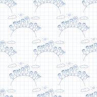 Vector seamless pattern Kids school and education N240