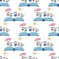 Vector seamless pattern Kids school and education N241