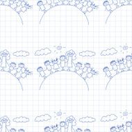 Vector seamless pattern Kids school and education N242