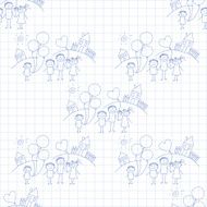 Vector seamless pattern Kids school and education N247