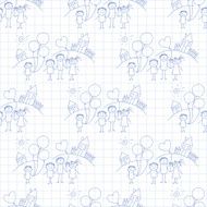 Vector seamless pattern Kids school and education N249