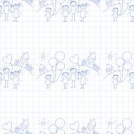 Vector seamless pattern Kids school and education N250