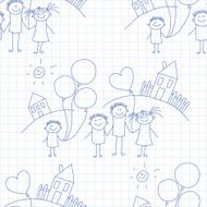 Vector seamless pattern Kids school and education N251