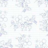 Vector seamless pattern Kids school and education N254