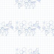 Vector seamless pattern Kids school and education N255