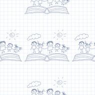 Vector seamless pattern Kids school and education N256