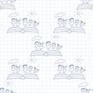 Vector seamless pattern Kids school and education N257