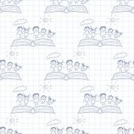 Vector seamless pattern Kids school and education N259