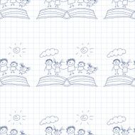 Vector seamless pattern Kids school and education N260