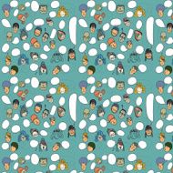 Funny seamless pattern with cute faces and speech bubbles