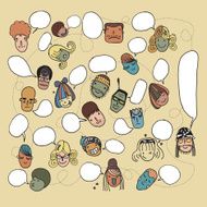 Funny pattern with cute faces and speech bubbles N3