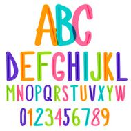 handwritten font colorful kids sketch alphabet and numbers