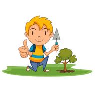 Kid planting tree