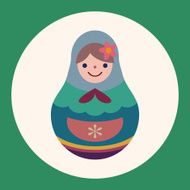 Matryoshka Russian traditional wooden doll vector pattern fl