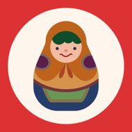 Matryoshka Russian traditional wooden doll vector pattern fl N4