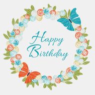Romantic vector card with butterflies and roses