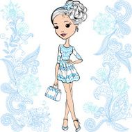 Vector fashion cute happy girl N2