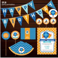 Set of design elements for birthday party