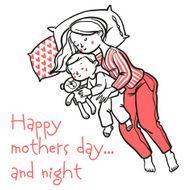 Funny cartoon mothers day card vector illustration