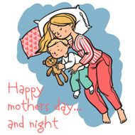 Funny cartoon mothers day card vector illustration N3
