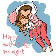 Funny cartoon mothers day card vector illustration N4