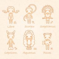 vector zodiac signs Libra Scorpio Sagittarius Capricorn Aquarius Pisces
