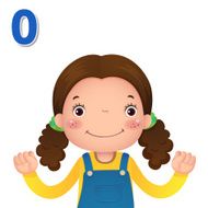 Learn number and counting with kid&rsquo;s hand showing the zero