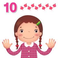 Learn number and counting with kid&rsquo;s hand showing the ten